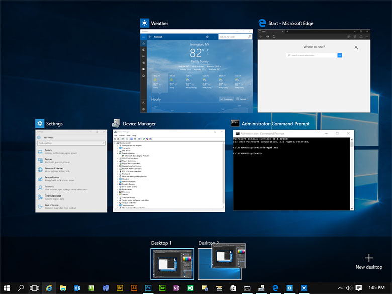 multiple windows 10 virtual desktops