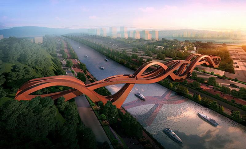 Lucky Knot Bridge / Dragon King Kong Bridge / Meixi Lake Bridge, Changsha, China