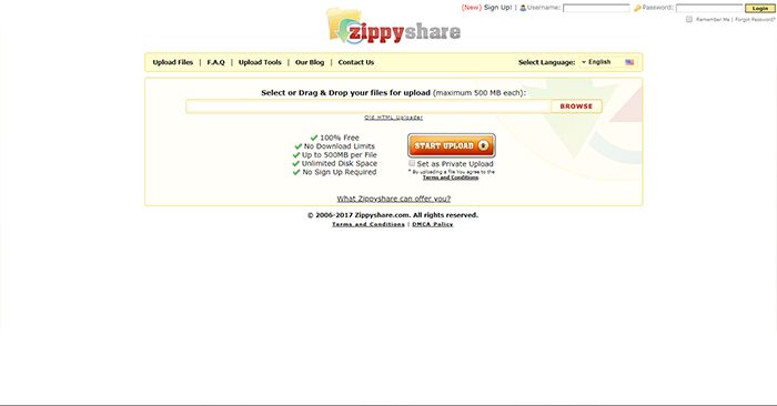 Zippyshare Home Page