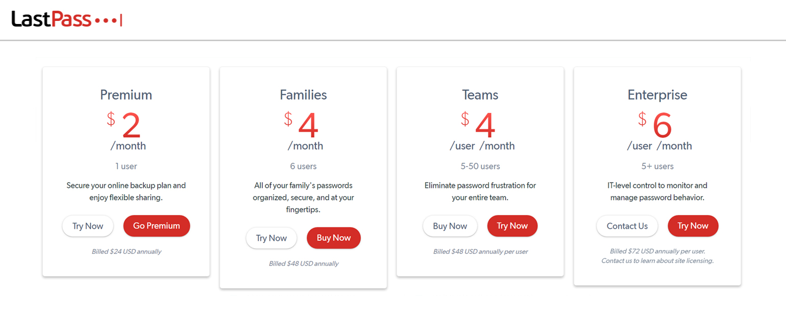 pricing lastpass