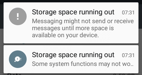 Running out of space and data